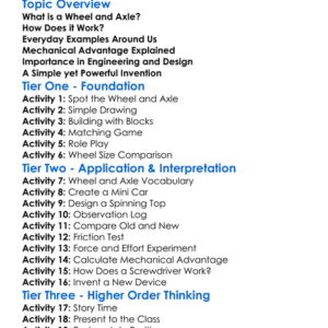 Wheel And Axle Worksheet Activity Booklet