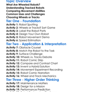 Wheeled Vs Tracked Robots Worksheet Activity Booklet