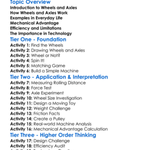 Wheels And Axles Worksheet Activity Booklet