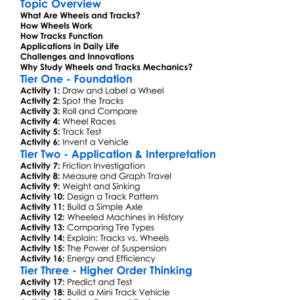 Wheels And Tracks Mechanics Worksheet Activity Booklet