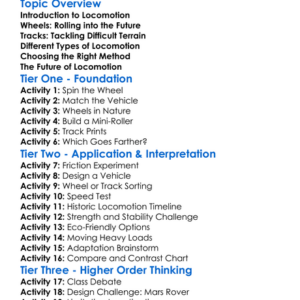 Wheels Tracks And Locomotion Worksheet Activity Booklet