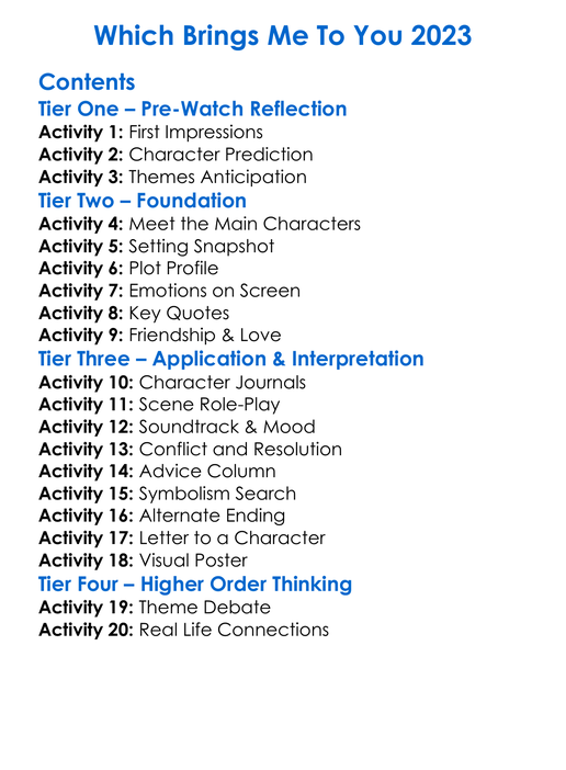 Which Brings Me To You 2023 Worksheet Activity Booklet