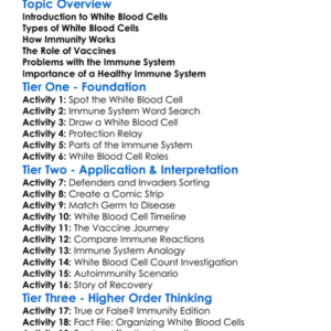 White Blood Cells And Immunity Worksheet Activity Booklet