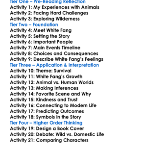 White Fang Jack London Worksheet Activity Booklet