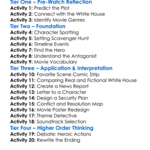 White House Down 2013 Worksheet Activity Booklet