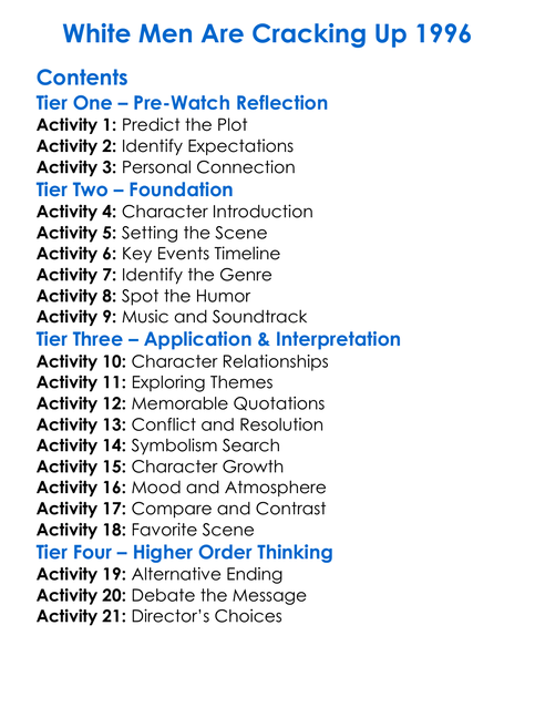 White Men Are Cracking Up 1996 Worksheet Activity Booklet