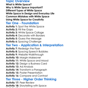 White Space Usage Worksheet Activity Booklet