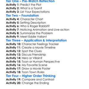 Who Framed Roger Rabbit 1988 Worksheet Activity Booklet