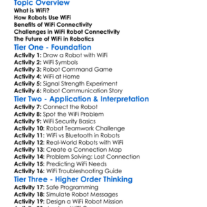 Wifi Connectivity In Robots Worksheet Activity Booklet