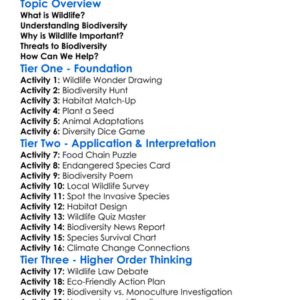 Wildlife And Biodiversity Worksheet Activity Booklet