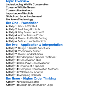 Wildlife Conservation Methods Worksheet Activity Booklet