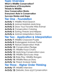 Wildlife Conservation Worksheet Activity Booklet