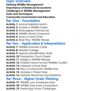 Wildlife Management Worksheet Activity Booklet