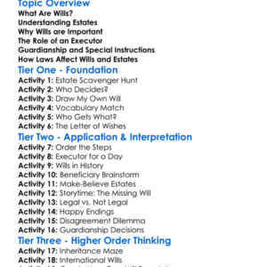Wills And Estates Worksheet Activity Booklet