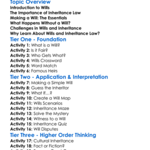 Wills And Inheritance Law Worksheet Activity Booklet
