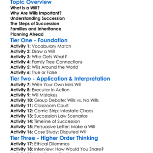 Wills And Succession Worksheet Activity Booklet