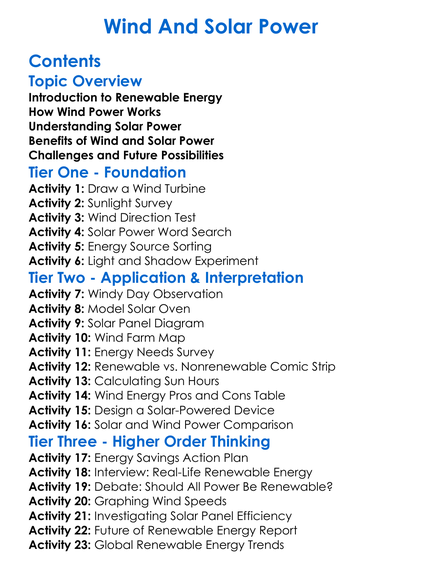 Wind And Solar Power Worksheet Activity Booklet