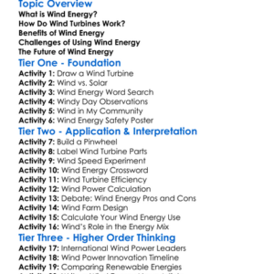 Wind Energy Basics Worksheet Activity Booklet