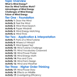 Wind Energy Principles Worksheet Activity Booklet