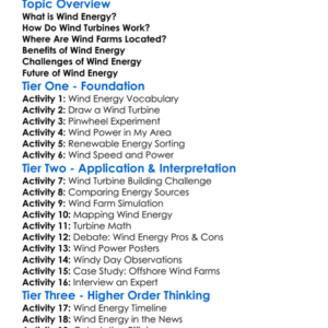Wind Energy Projects Worksheet Activity Booklet