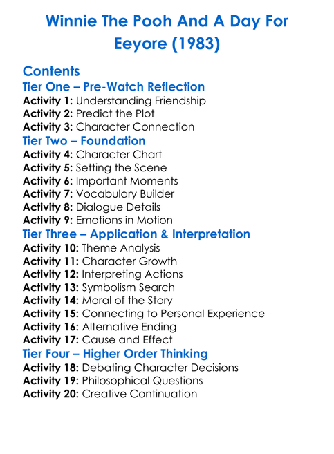 Winnie The Pooh And A Day For Eeyore 1983 Worksheet Activity Booklet