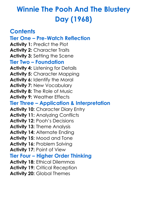 Winnie The Pooh And The Blustery Day 1968 Worksheet Activity Booklet