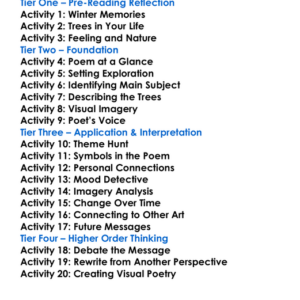 Winter Trees Sylvia Plath Worksheet Activity Booklet