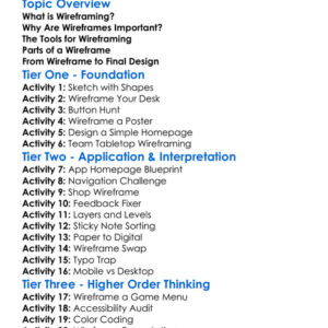 Wireframing Basics Worksheet Activity Booklet