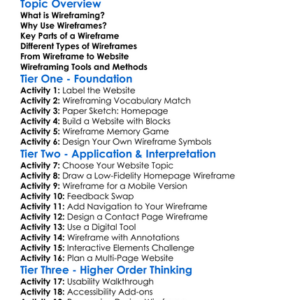 Wireframing For Web Worksheet Activity Booklet