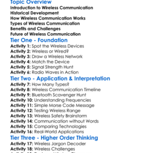 Wireless Communication Worksheet Activity Booklet