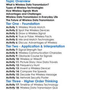 Wireless Data Transmission Worksheet Activity Booklet