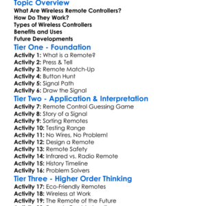 Wireless Remote Controllers Worksheet Activity Booklet