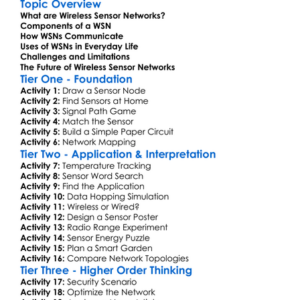 Wireless Sensor Networks Worksheet Activity Booklet