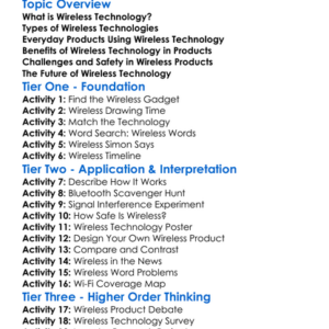 Wireless Technology In Products Worksheet Activity Booklet