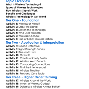 Wireless Technology Worksheet Activity Booklet