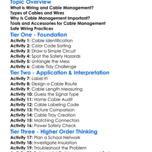 Wiring And Cable Management Worksheet Activity Booklet