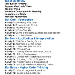 Wiring And Hardware Assembly Worksheet Activity Booklet