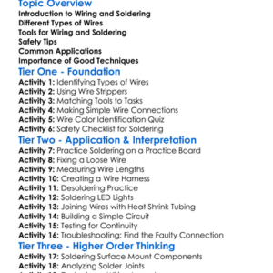 Wiring And Soldering Techniques Worksheet Activity Booklet