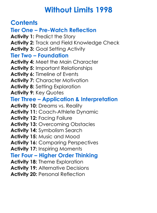 Without Limits 1998 Worksheet Activity Booklet