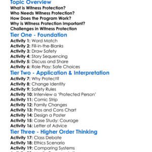 Witness Protection Worksheet Activity Booklet