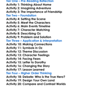 Wizard Of Oz Series L Frank Baum Worksheet Activity Booklet