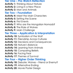 Wolf Totem 2015 Chinafrance Worksheet Activity Booklet
