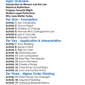 Women And The Law Worksheet Activity Booklet