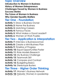 Women In Business Worksheet Activity Booklet