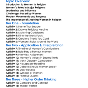 Women In Religion Worksheet Activity Booklet