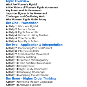 Womens Rights Movements Worksheet Activity Booklet