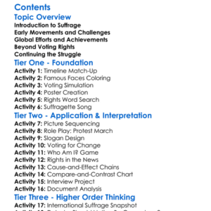 Womens Suffrage And Rights Movements Worksheet Activity Booklet
