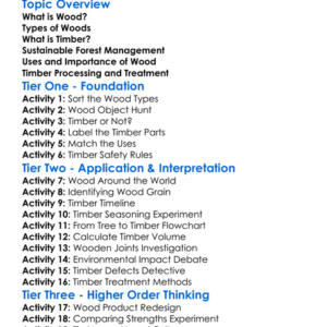 Woods And Timber Worksheet Activity Booklet
