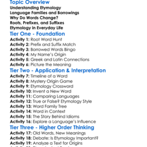 Word Origins And Etymology Worksheet Activity Booklet