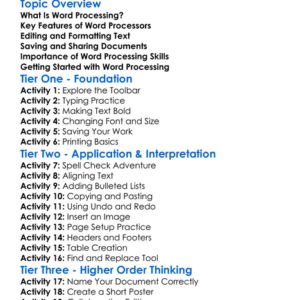 Word Processing Basics Worksheet Activity Booklet